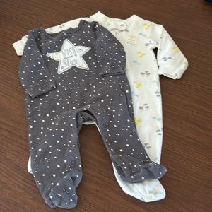 2 -3month size sleepers. Wish upon a Star and Love you More.